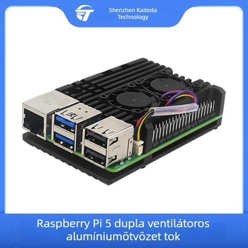 Raspberry Pi 5 Gen 5B alumínium ötvözetű ház kettős ventilátorral a hűtésért