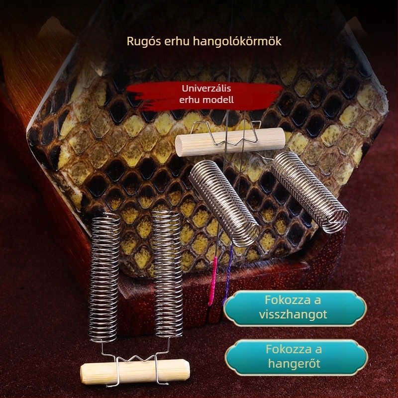 Erhu rugós hangolókulcsok acélsodronnyal, bambusz kiegészítő a fokozott rezonanciáért