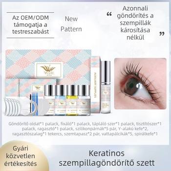 Keratinnal készült szempilla-perm készlet, könnyű hosszú távú görbület és fixáló ragasztó, OEM feldolgozás