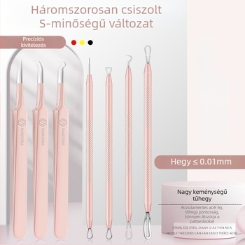 316-os rozsdamentes acél akneeszköz-készlet: pattanás-tűk és mitesszer-eltávolító csipesz