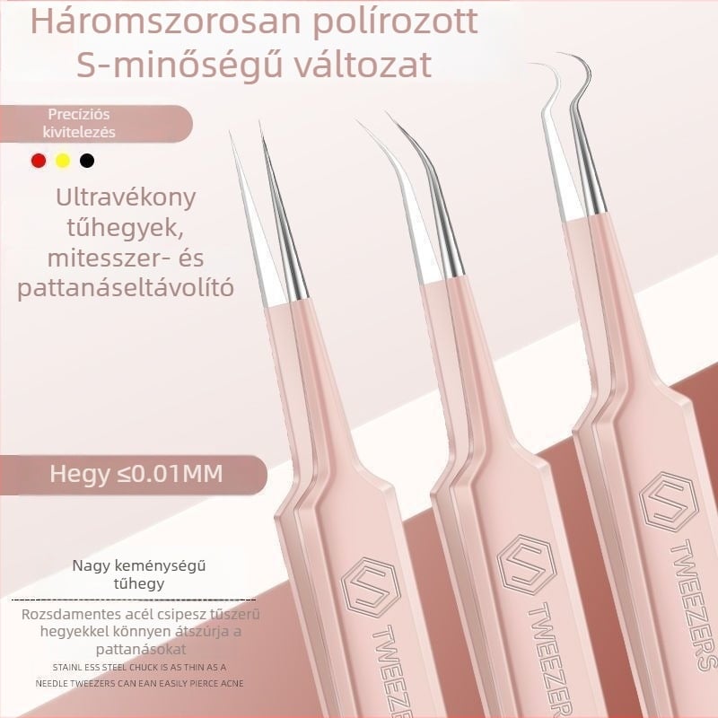 316-os rozsdamentes acél akneeszköz-készlet: pattanás-tűk és mitesszer-eltávolító csipesz