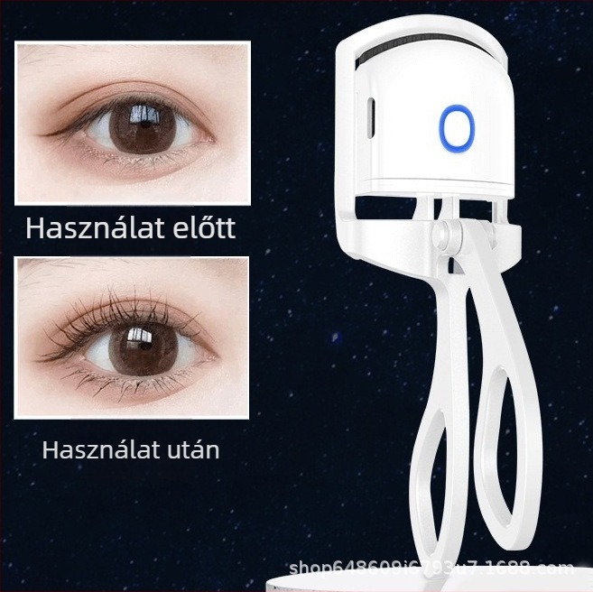 Melegített elektromos szempilla göndörítő, műanyag kivitelben, hosszú tartó görbülettel