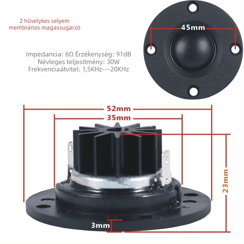 MK audiophile tweeter lágy dómú selyemfilmes diafragmával, Hi‑Fi magas frekvenciájú hangszóróegység