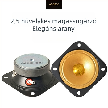 2,5 hüvelykes négyszögletes arany tweeter, 70 mm nyílás, 64 mm átmérő, 4 Ω, 10 W, kiváló hangminőség
