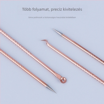 Négy darabos rozsdamentes acél pattanás tűkészlet, rozé arany