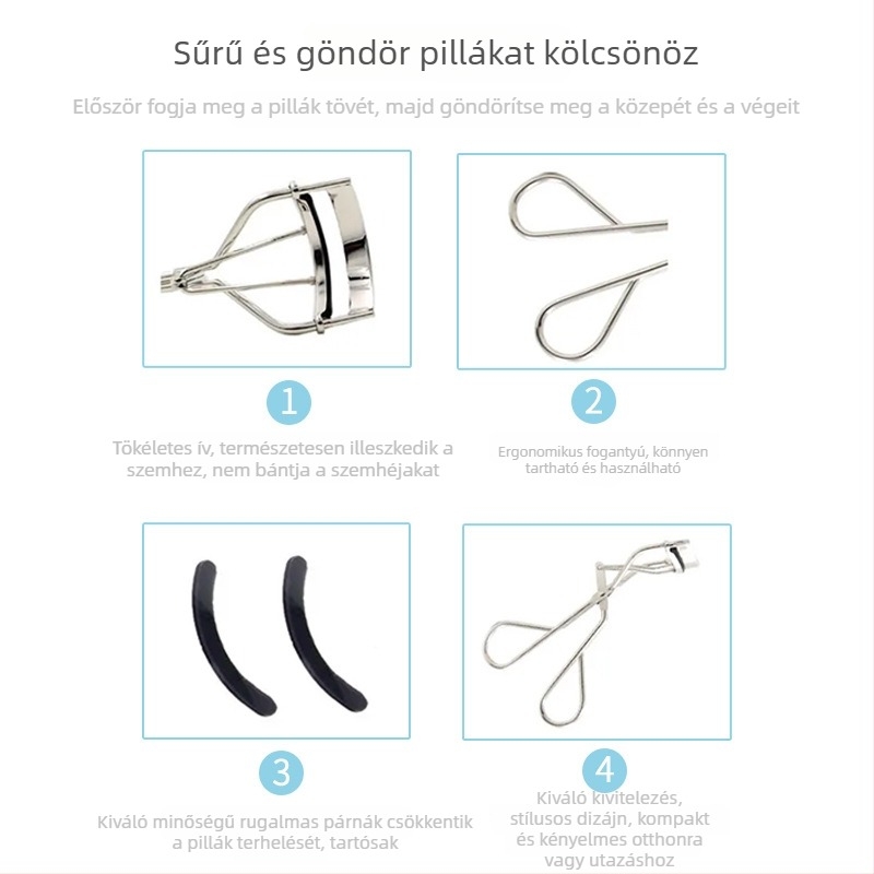 Daiso szempilla göndörítő – természetes görbület, hosszú távú sűrű megjelenés, csere párna