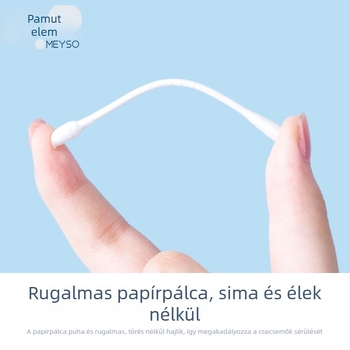 300 darab dupla végű pamutpálcika dobozos csomagolásban, egyszer használatos sminkeltávolításhoz és fül tisztításához, fa nyelekkel