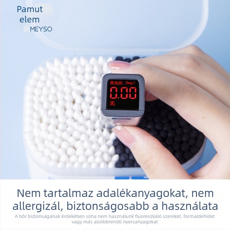 300 darab dupla végű pamutpálcika dobozos csomagolásban, egyszer használatos sminkeltávolításhoz és fül tisztításához, fa nyelekkel