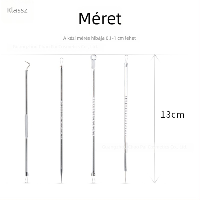 Cool 4 részes rozsdamentes acélból készült akne tű és mitesszer-klipsz készlet