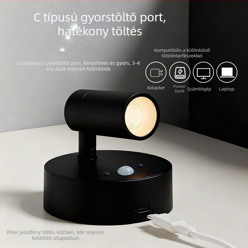Mozgásérzékelős LED falikar hálószobai olvasólámpa RGB, töltődő, távirányítóval