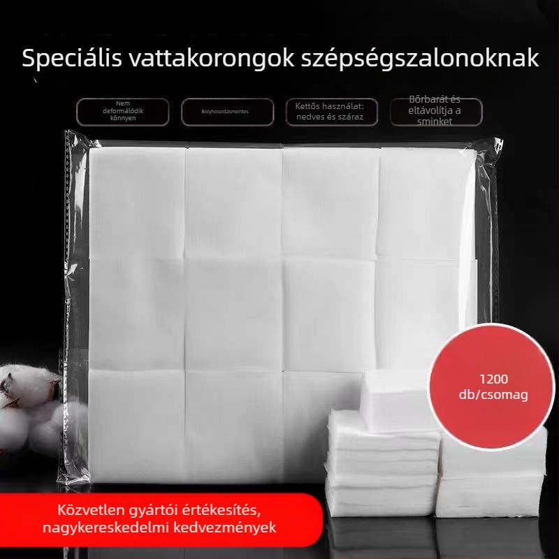 Eldobható sminklemosó vattapamacsok, nem szálas textilből, méret 6×7 cm, 1200 darab
