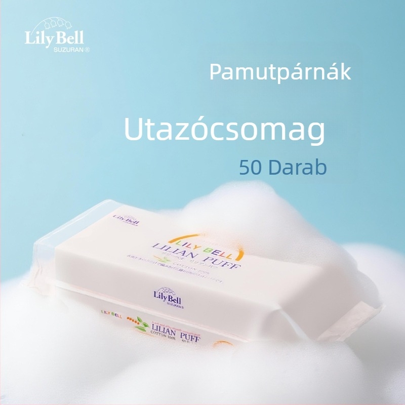 Lilibel Sminkeltávolító pamutkorongok, 50 db, egyszer használatos, háromrétegű, bőrbarát arctisztító korongok