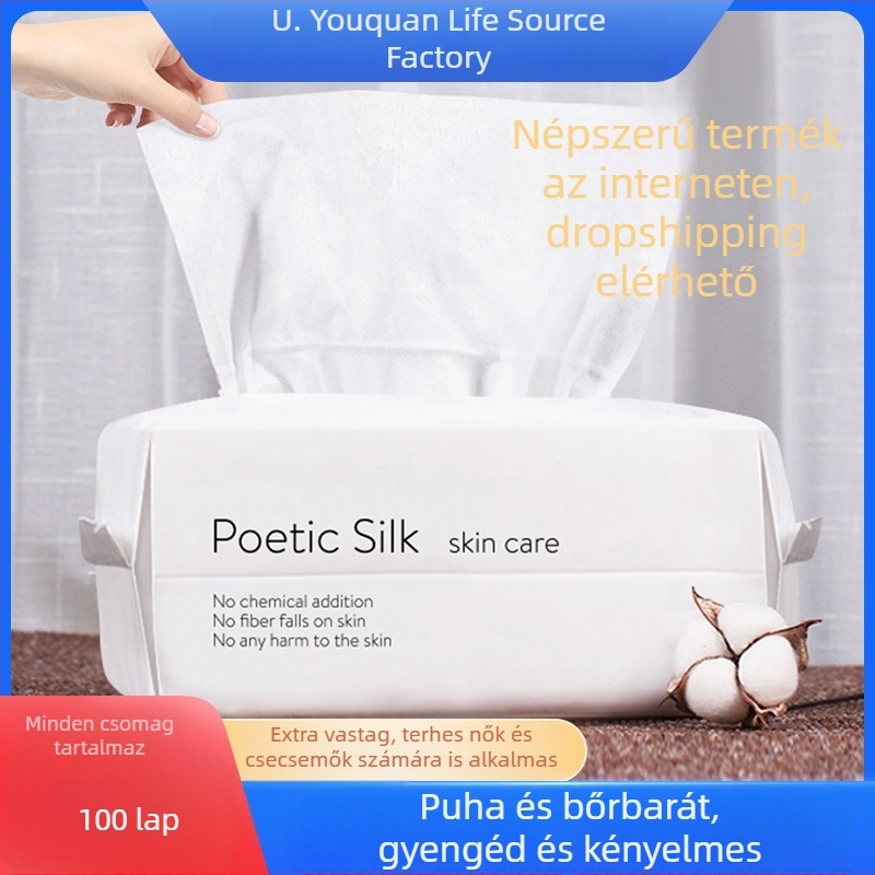 Poems Egyszer használatos arctisztító kendők, nemszőtt anyag, puha pamutszerű felület, sminklemosáshoz