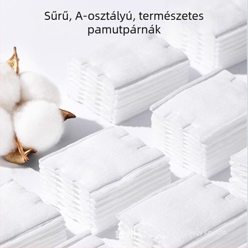 Sűrített kozmetikai vattapárnák, 50 db, háromrétegű, kétoldalas, egyszer használatos, négyzet alakú, bőrbarát, lélegző