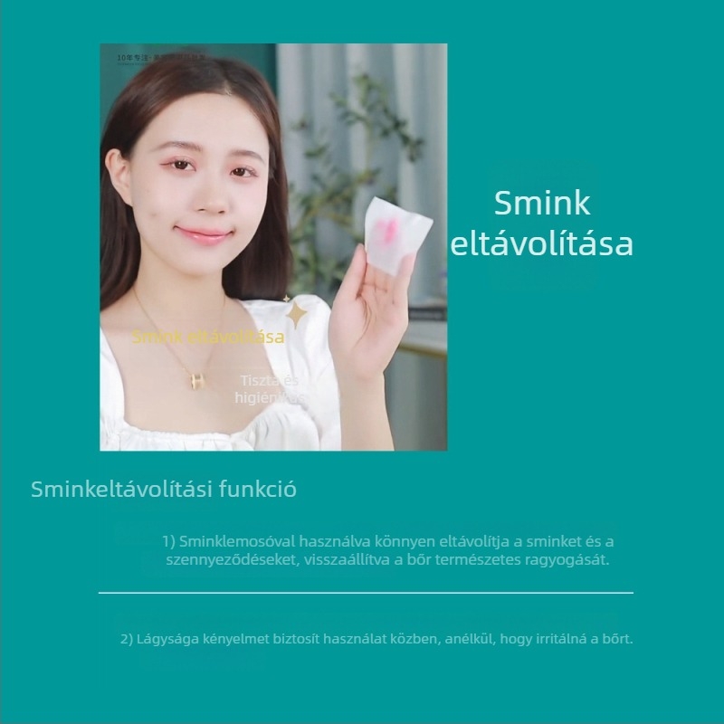 Vékony sminkeltávolító vattapamacsok, víztakarékos nem szőtt anyagból, kozmetikai tetoválás és nedves kompresszió bőrápolására, zacskós csomagolásban, szépségszalon kellék.