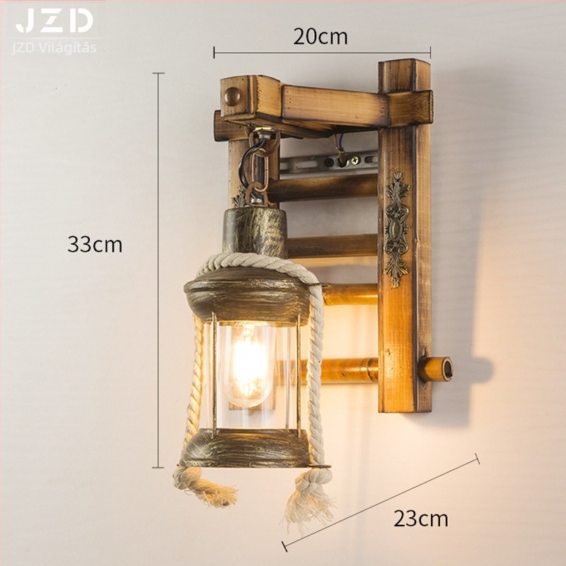 Amerikai retro ipari falikar, fából készült árnyékolóval, kreatív kialakítás bárhoz, kávézóhoz és étteremhez