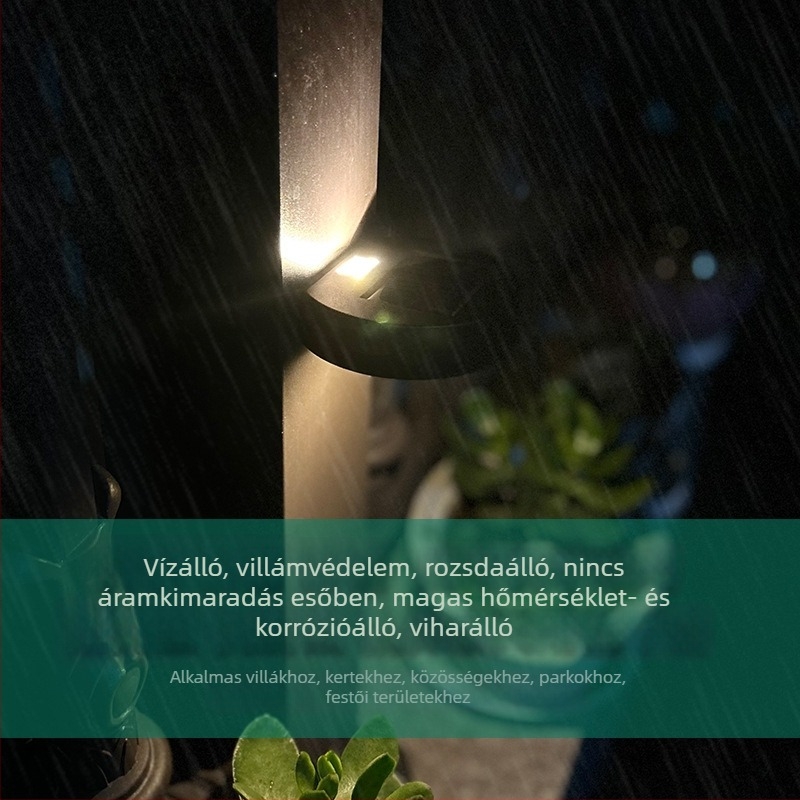 Napelemes kültéri falikar egyszerű dizájnnal kerthez és erkélyhez, falmosó hatású világítás, időjárásálló domború tükrös lámpa