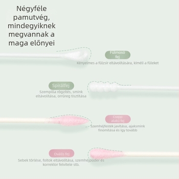Kaili kétszínű pamutszálas vattapálcikák, egyszer használatosak fül tisztítására és sminklemosására, négy fejű kialakítás