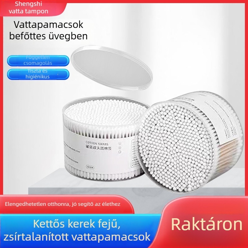 Kétoldalas egyszer használatos vattapálcák bambusz bottal fültisztításra és sminkeltávolításra
