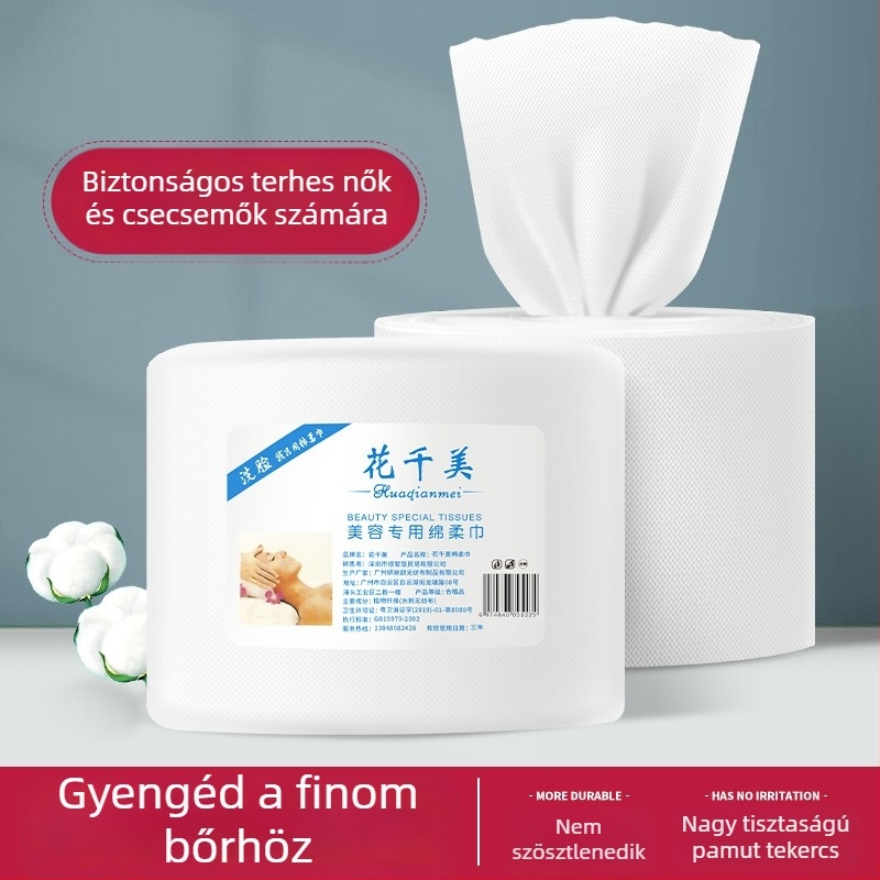 Egyszer használatos 100% pamut arc-törlő kendő tisztításra és sminklemosásra