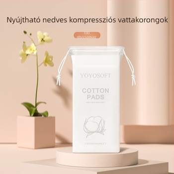 Nedves kompressziós gyapot arcmaszkhoz és sminklemosáshoz; puha vattalap hidroszol alapú