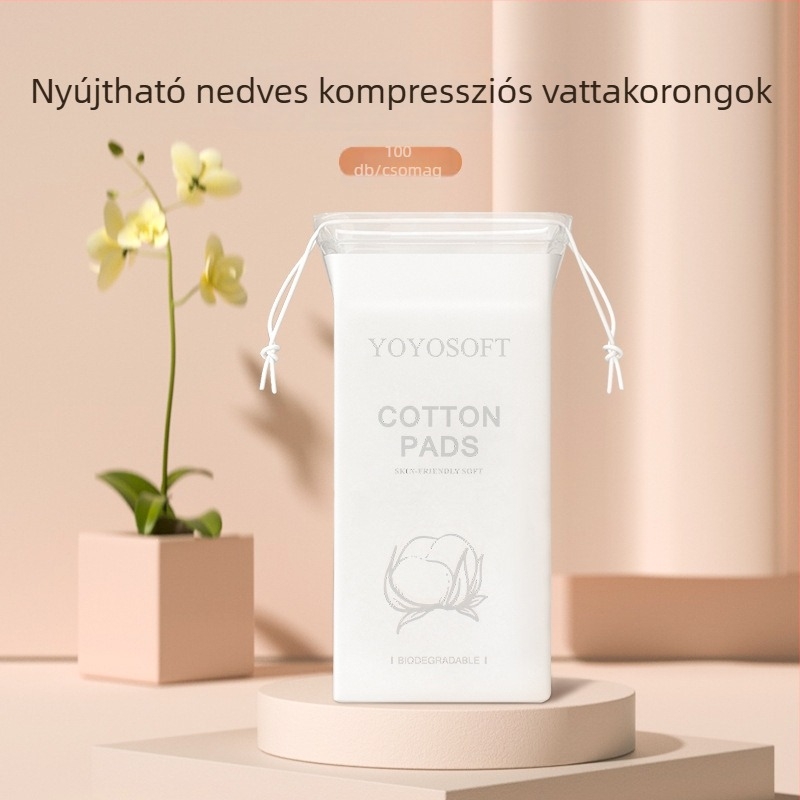 Nedves kompressziós gyapot arcmaszkhoz és sminklemosáshoz; puha vattalap hidroszol alapú