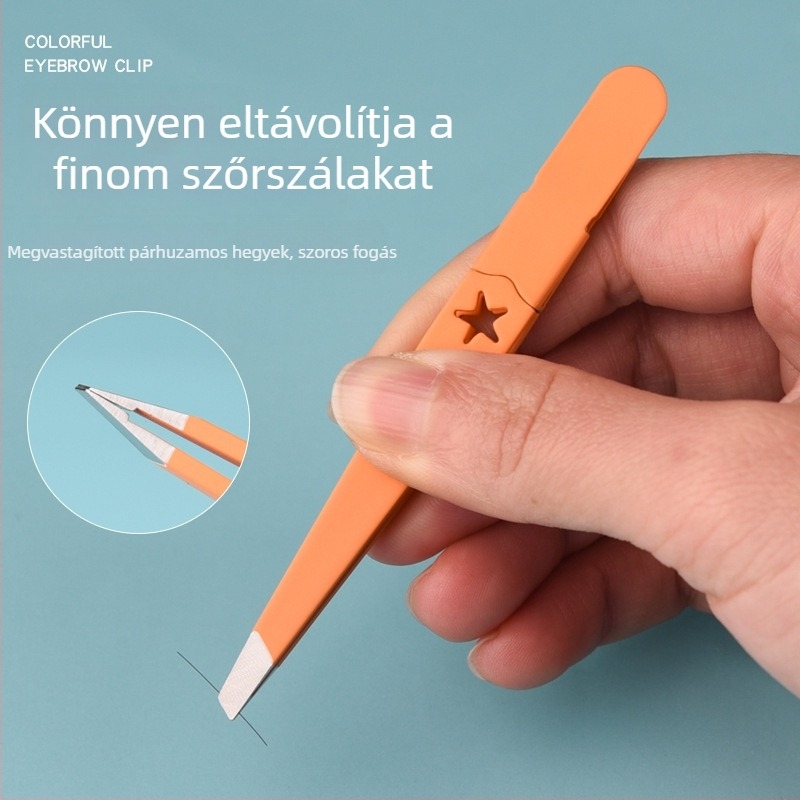 Rozsdamentes acél szemöldökcsipesz ferde végével, színes szemöldök-klip, kozmetikai eszköz