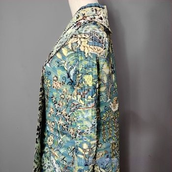 MiyakiDress Redőzött virágmintás hosszú ujjú kardigán-kabát nőknek