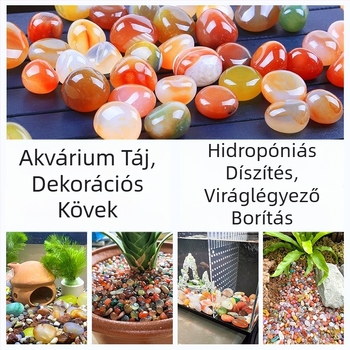 Természetes achát kő — nyers kövek, több színű achát gyöngyök virágcserepekhez és akváriumokhoz, vörös achát gyöngyök
