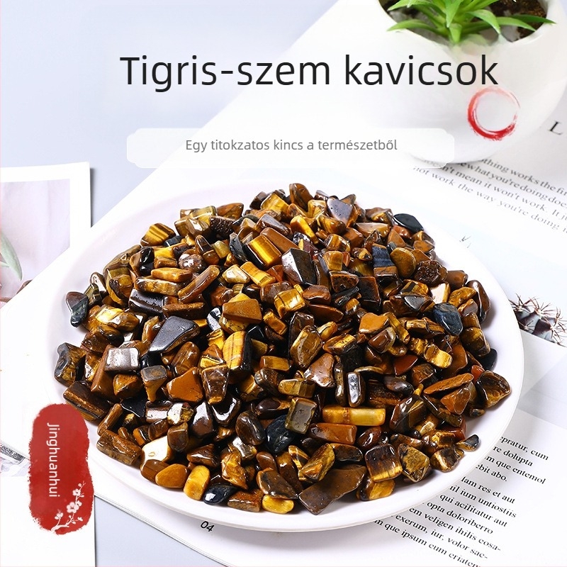Tigraszem kristály kavics akváriumhoz – sárga tigraszem díszítő kövek tájképi dekorációhoz