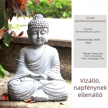 Buddha szobor, rezin anyagú, Zen dekoráció otthonra, kertbe, udvarra és dolgozószobába