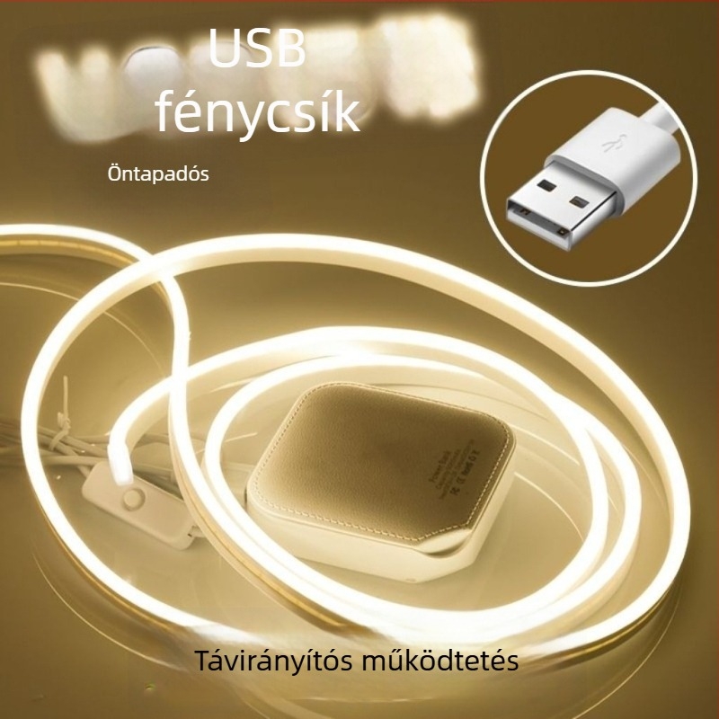 Távirányítós USB LED-szalag időzítő kapcsolóval, hálózati csatlakozással, öntapadó hangulatvilágítás
