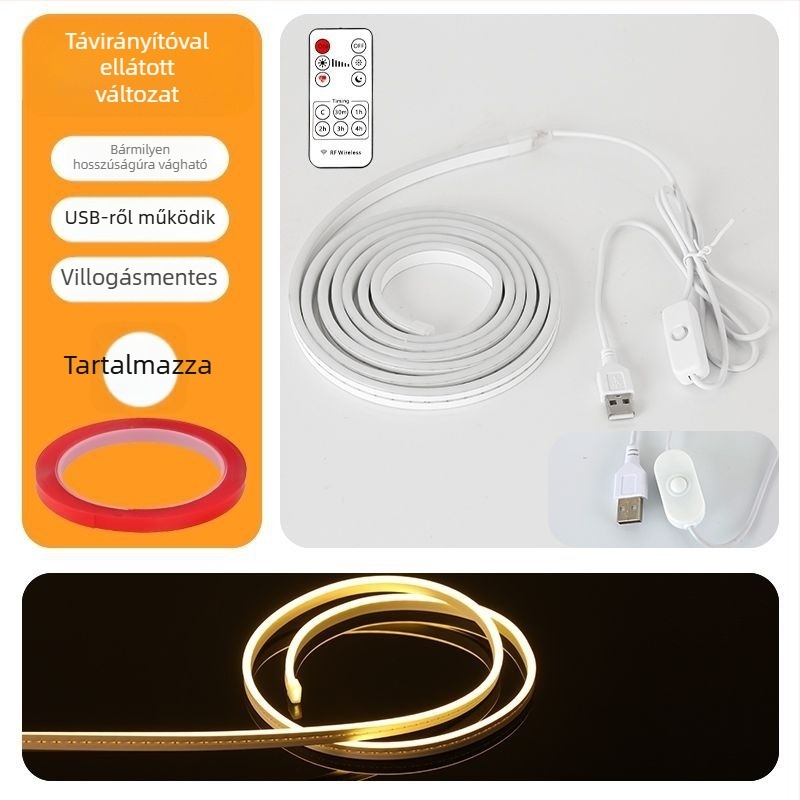 Távirányítós USB LED-szalag időzítő kapcsolóval, hálózati csatlakozással, öntapadó hangulatvilágítás