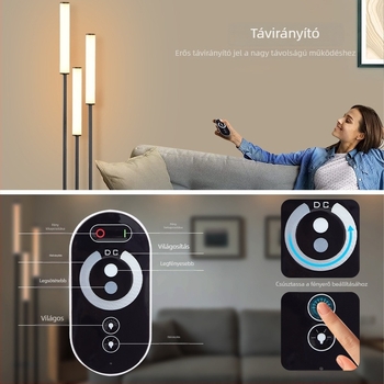 Modern minimal LED állólámpa nappalihoz, akril háromfejes dizájn