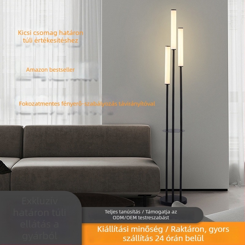Modern minimal LED állólámpa nappalihoz, akril háromfejes dizájn