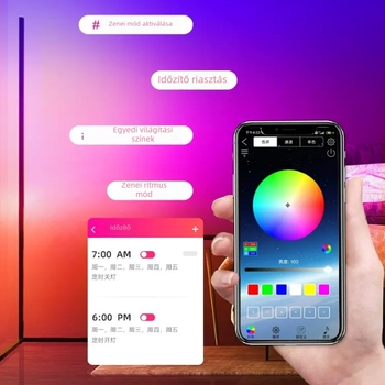 LED padlólámpa Bluetooth alkalmazással — intelligens saroklámpa RGB, zenés atmoszférikus fény