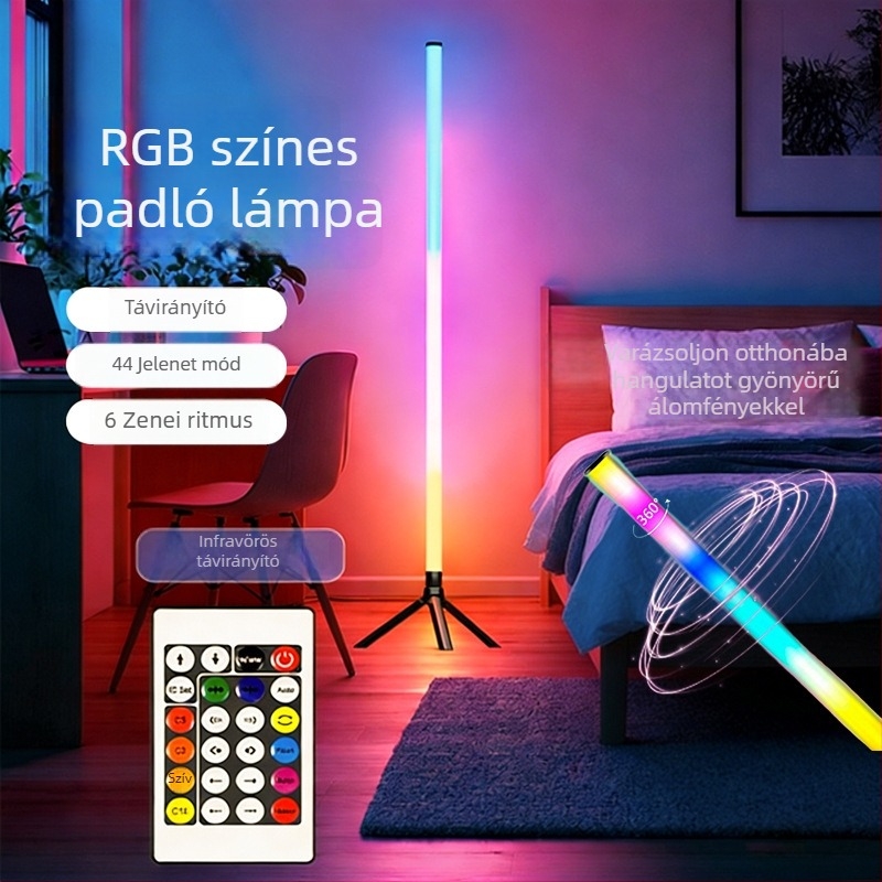 LED álló lámpa távirányítással, Bluetooth és RGB ambient fénnyel – 120 cm, modern minimalista dizájn bár- és szórakozóhelyekhez