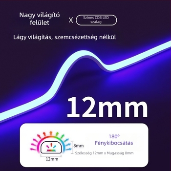 220V RGB COB LED szalag öntapadó hátoldallal, dugaszolható, színváltozó hangulatvilágítás gaming szobához