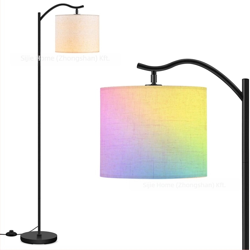 LED állólámpa textil árnyékolóval, Bluetooth RGB távirányítóval, modern minimalista dizájn