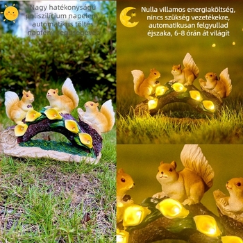 Mókus gyanta kertdísz, kültéri napelemes balkondekoráció