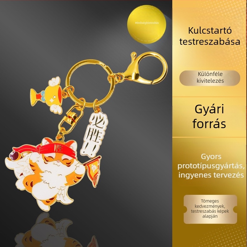 Fém kulcstartó karikatúra dizájnnal, testreszabható zománcfestéssel, kreatív ajándék