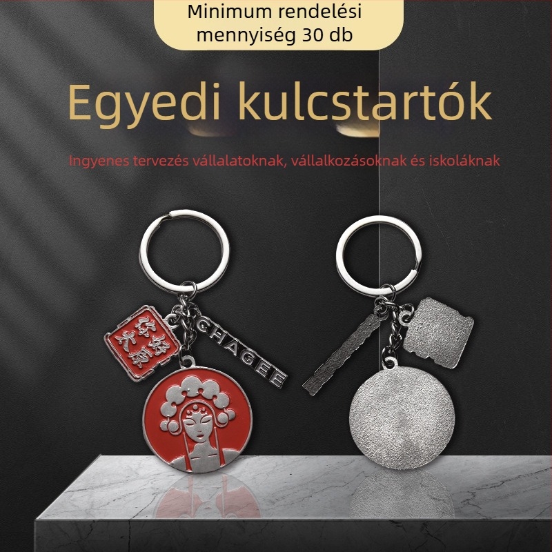 Fém kulcstartó animációs dizájnnal, zománcozott felülettel, kézzel készített egyedi kivitel