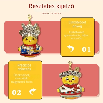 Személyre szabott Fuwa fém zománcos kulcstartó