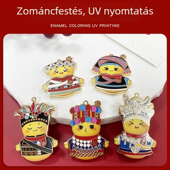 Személyre szabott Fuwa fém zománcos kulcstartó