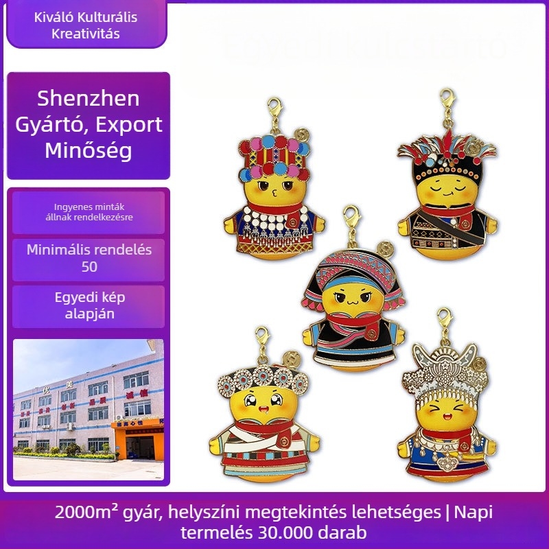 Személyre szabott Fuwa fém zománcos kulcstartó