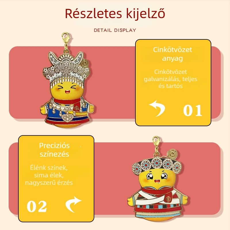 Személyre szabott Fuwa fém zománcos kulcstartó