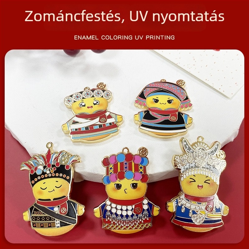 Személyre szabott Fuwa fém zománcos kulcstartó
