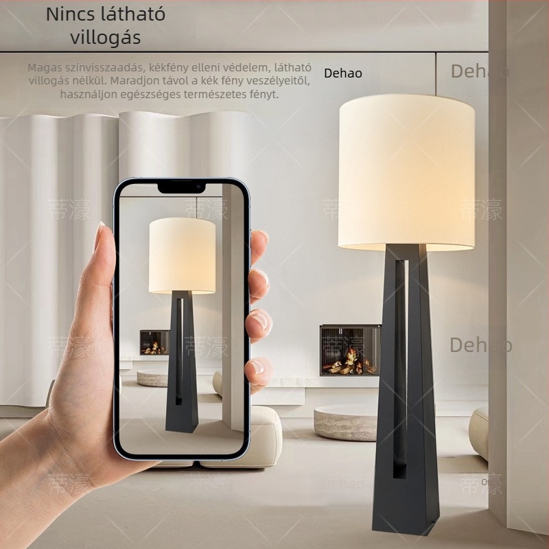 Modern, minimalist állólámpa nappaliba textil árnyékolóval