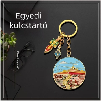 Személyre szabott fém kulcstartó zománcfestéssel, 3D ötvözet medállal, modern kulturális és kreatív dizájn