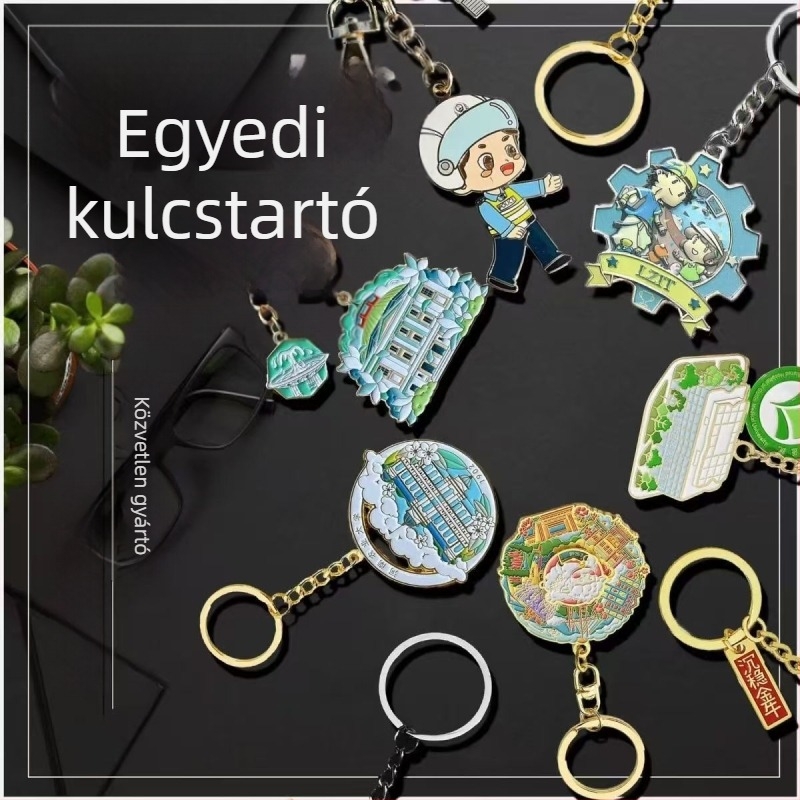 Személyre szabott fém kulcstartó zománcfestéssel, 3D ötvözet medállal, modern kulturális és kreatív dizájn